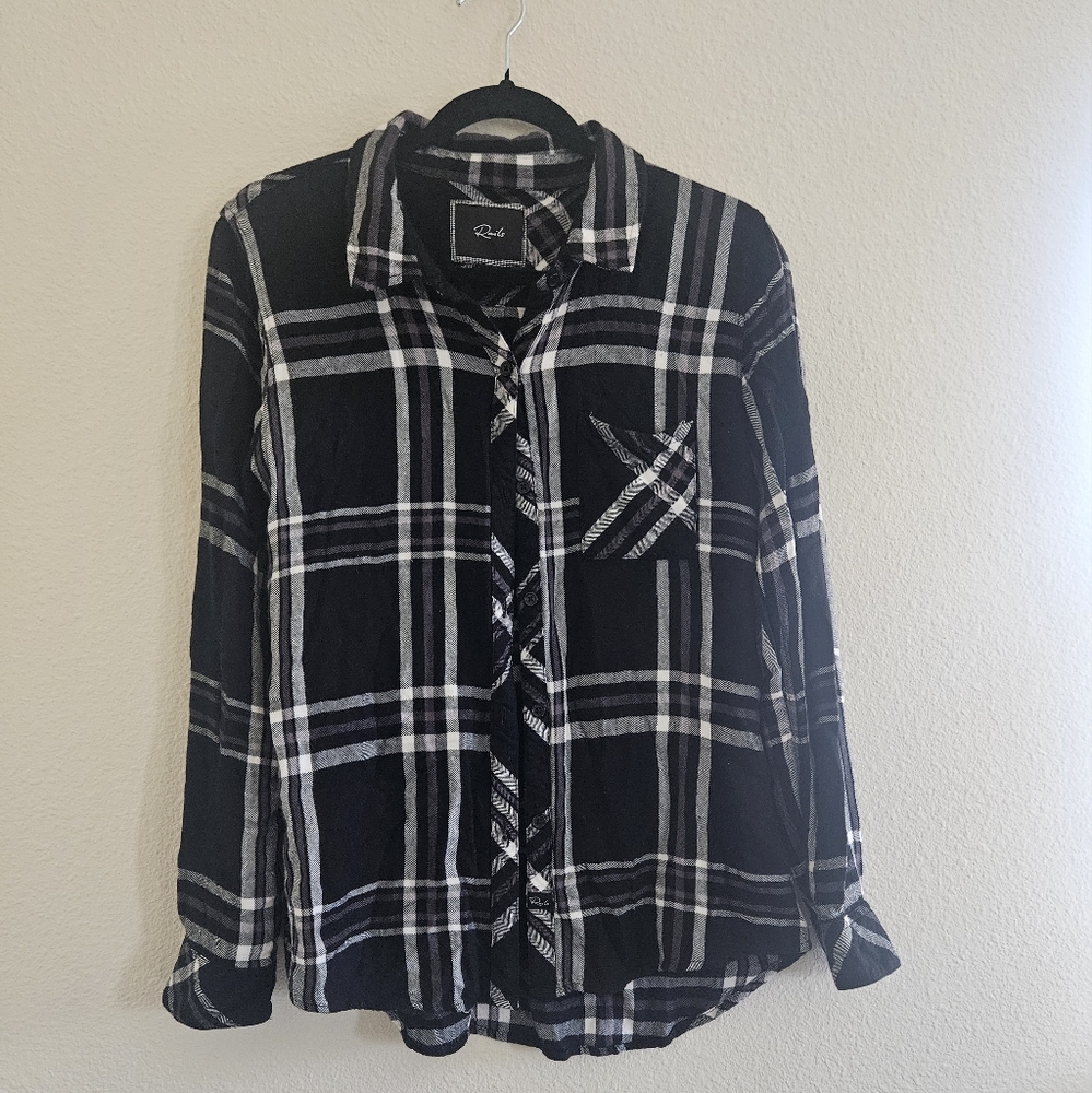 Rails Black and White Plaid Button-Up Shirt
